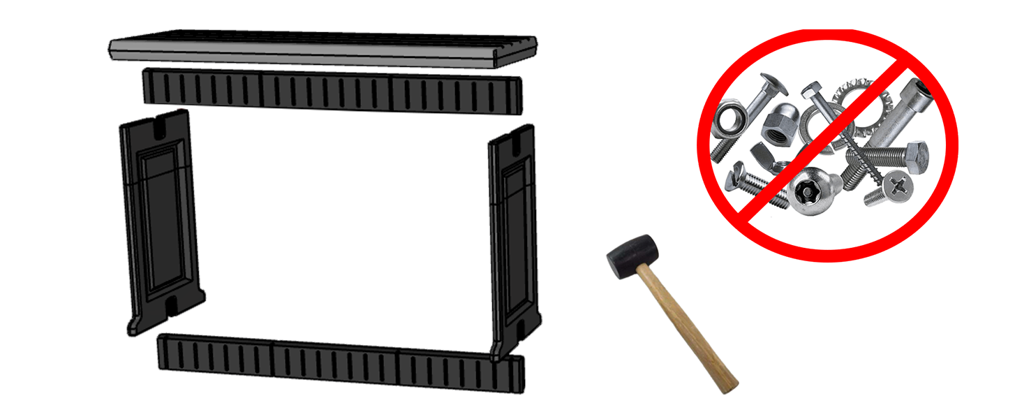 bench and rubber mallet