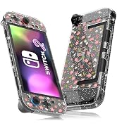 FUNDIARY Clear Case for Switch 2 with Glitter Sakura Design, Shock-Absorption Accessories with Sl...