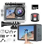 Ourlife 5K Action Camera with Front LCD &amp; Touch Screen,EIS 100FT Waterproof Underwater Camera 170...