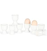 ONTUBE Porcelain Egg Cups,Ceramic Egg Stand Holders for Hard Boiled Eggs Set of 8 (White)