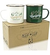 Roadmap Camping Gifts Camping Mugs Set of 2 Travel Holiday Enamel Coffee Cup 17OZ Big Capacity 30...