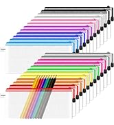 Smarpau Pencil Pouch Bulk, 24 Pack 12 Colors 9.3" x 4.7" Small Mesh Zipper Pouches Pencil Case, M...