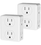6 Outlet Extender, HITRENDS Multi Plug Outlet Extender, 2 Pack 3-Prong Wall Plug Multiple Outlet ...