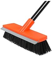 Deck Brush with Long Handle, Stiff Bristle Floor Scrub Broom, 55'' Outdoor Scrubber Remove Dirt, ...