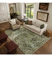 Washable Area Rugs for Living Room: 5x7 Rug Boho Vintage Rugs Stain Resistant Non Slip Low Pile L...