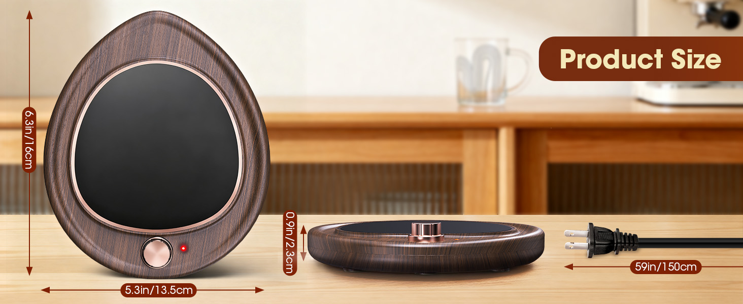 Text reads 'Product Size'. Multiple views of a black circular device, appears to be a robotic vacuum cleaner, shown from different angles.
