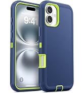 Jelanry for iPhone 16 Case Heavy Duty Tough &amp; Rugged Protection, Blue/Green | Dropproof &amp; Dual-La...