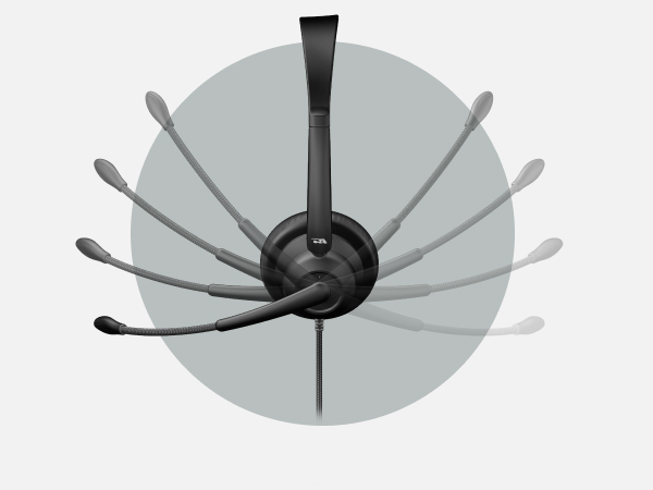 headset boom microphone, boom mic, ambidextrous boom mic