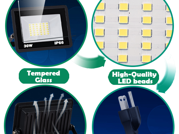 30W LED Flood Light 5000K Daylight White Outdoor Light