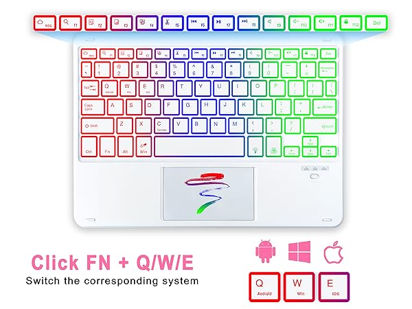Universal Touchpad Keyboard Case for 9.7-11.0 tablet-Pink-3-1