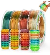 AMOLEN TPU 3D Printer Filament Bundle, Transparent Multicolor Rainbow TPU 1.75mm, Color Change Fl...