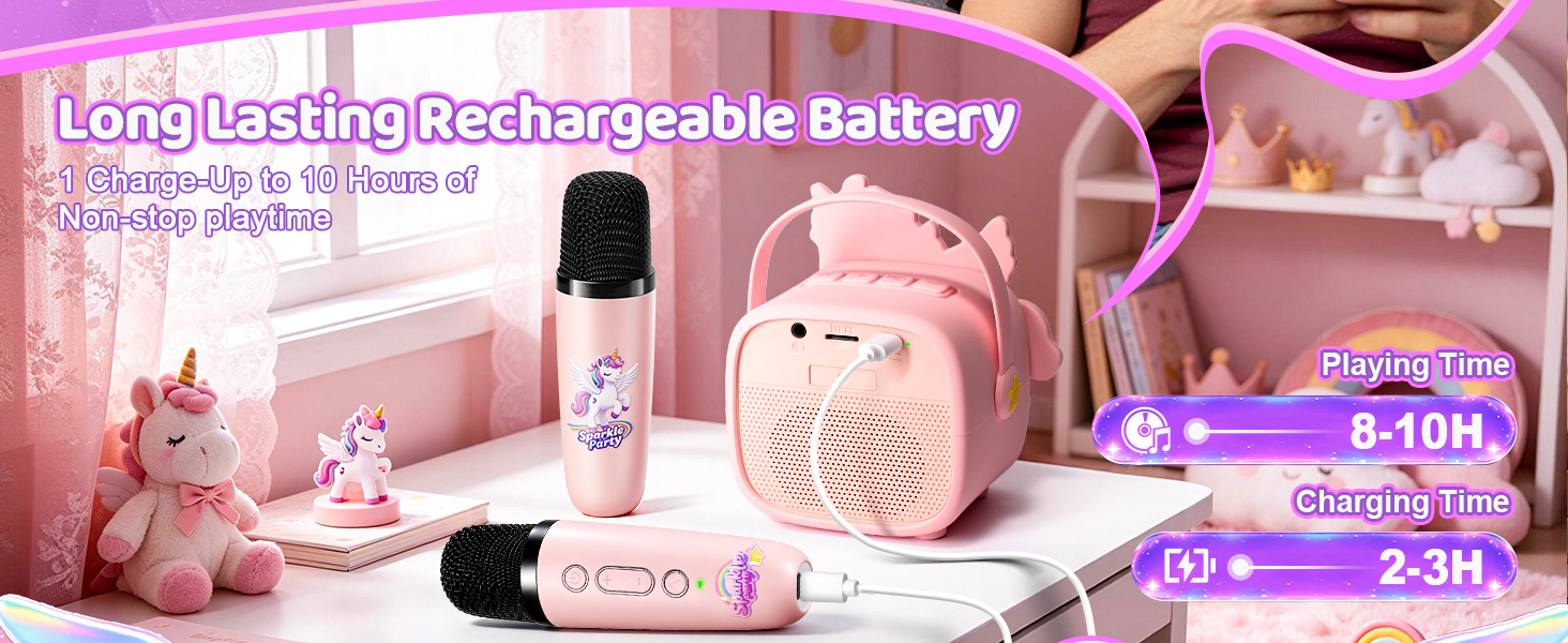 kids karaoke machine for kids microphone mini unicorn gifts for girls 4-6 gifts for 4 year old girl