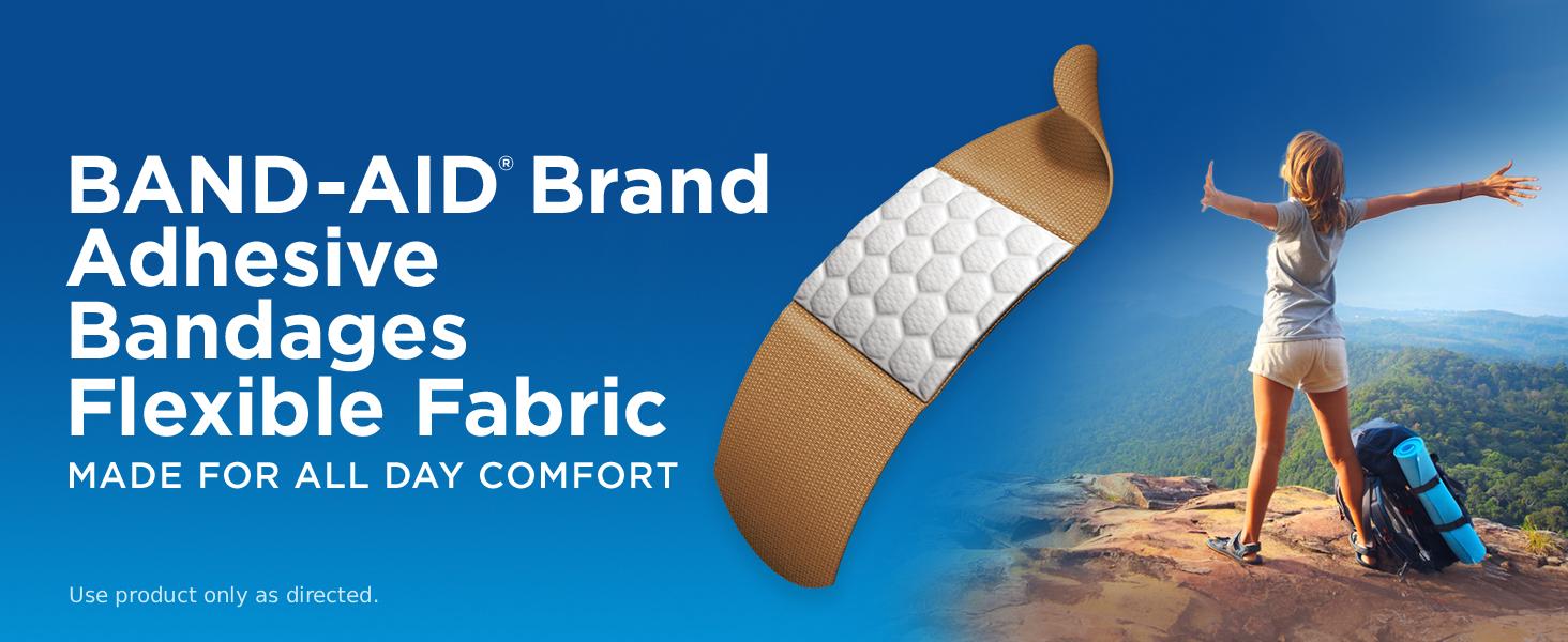 BAND-AID Brand Adhesive Bandages Flexible Fabric. Made for all day comfort.