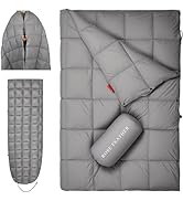 ROSE FEATHER Down Camping Blanket - Lightweight, Packable, Warm &amp; Puffy Outdoor Travel Quilt for ...