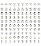 PH PandaHall 10 Styles 4mm Silver Spacer Beads for Jewelry Making, 120pcs Smooth Spacer Bead Smal...
