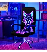 Simpkeely Blacklight Stretch Printed Computer Office Chair Covers, UV Reactive Cute Cat Universal...
