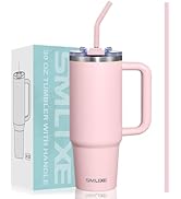 SMLIXE 30 oz Tumbler with Handle, Tumbler with Lid and Straw, Double Wall Vacuum Insulated Travel...
