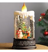 Blansong Christmas Snow Globe Candle Christmas Decorations Indoor Auto Snowfall Glitter Music Col...