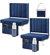 Sweetcrispy Stadium Seats with Back Support 2 Pack, Wide Padded Bleacher Chairs Portable Folding ...