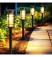 Mancra Solar Pathway Lights, 8 Pack LED Solar Lights Outdoor Waterproof, Glass Solar Garden Light...