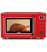 COSTWAY Retro Countertop Microwave Oven, 0.7Cu.ft, 700-Watt, High Energy Efficiency, 5 Micro Powe...