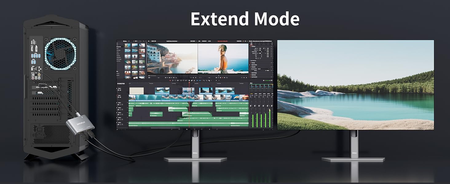 hdmi splitter 1 in 2 out extended display