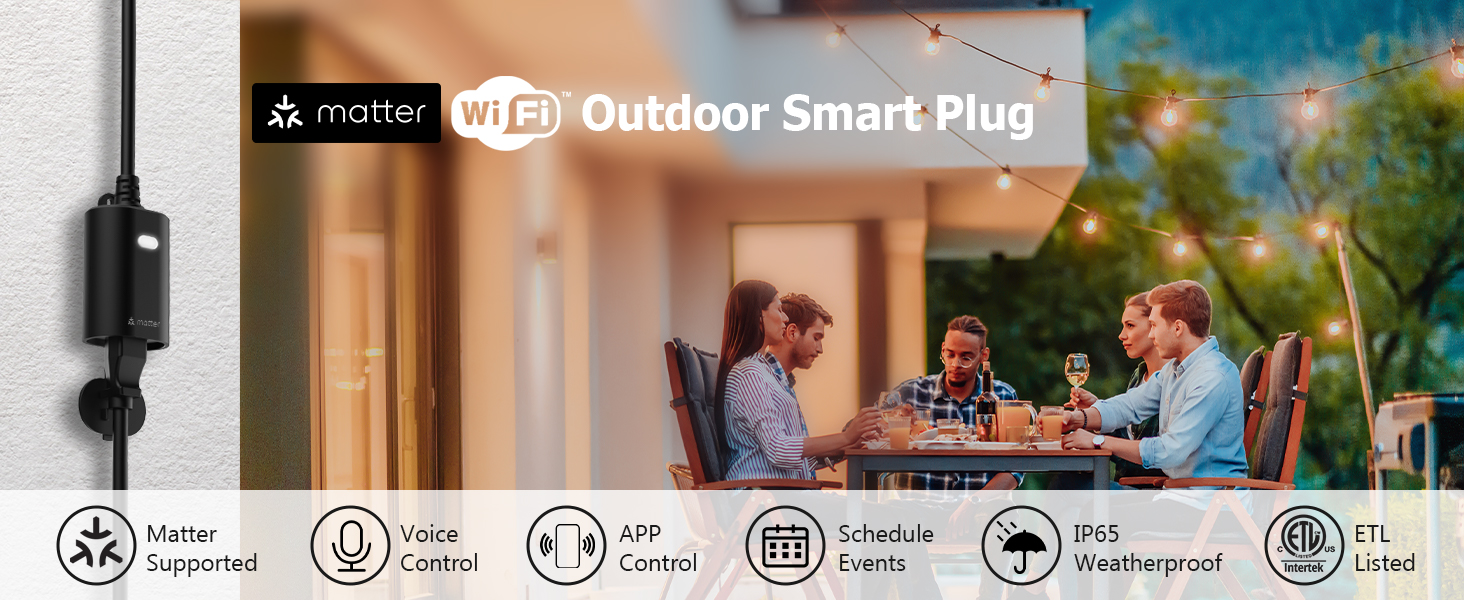 Matter outdoor smart plug waterproof heavy duty smart plug