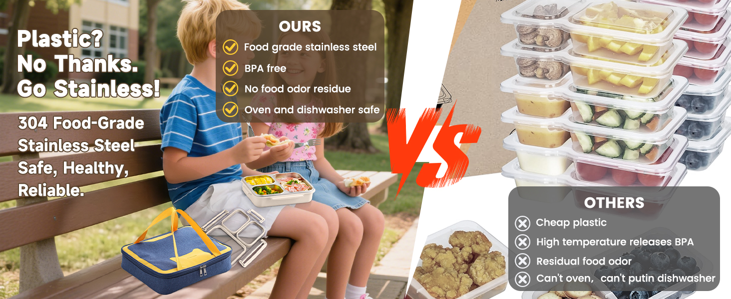 Comparison between our stainless steel snack boxes and others