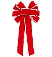 KFJBPB 1 Pack Large Christmas Bows 10.5”X20.5”, Red Velvet Bows Christmas Tree Topper Bow for Wre...