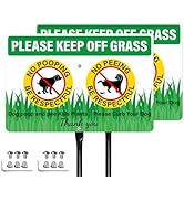 Anobell 2 Pack Keep Off Grass Sign for Yard with Durable Iron Stakes, 12" × 8" Aluminum No Poopin...