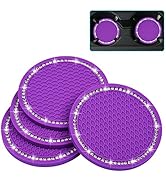 Bling Car Coasters, Wisdompro 4 Pack PVC Car Cup Holder Insert Coaster - Anti Slip Universal Vehi...
