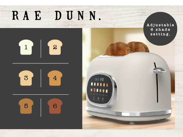 Toaster with perfect shade control- 6 adjustable settings for golden, even toasting
