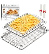 Air Fryer Basket, 2 Set Air Fryer Pans and Tray for Oven with 60 PCS Parchment Papers, DEGOVIN No...