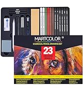 MARTCOLOR Colored Charcoal Pencils Drawing Set, 23 Pack Pro Sketch Pencils Kit - Pastel Chalk Pen...
