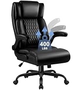 Big and Tall Office Chair, Ergonomic Leather Office Computer Desk Chair, Black Heavy Duty Office ...