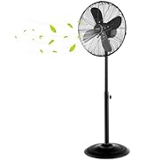 COSTWAY Metal Pedestal Fan, 16-inch Quiet High Velocity 75° Oscillating Standing Fan with Height ...