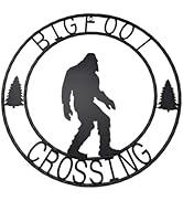 Bigfoot Metal Circle Wall Décor - Unique Sasquatch Silhouette Art - Rustic Metal Home Accent for ...
