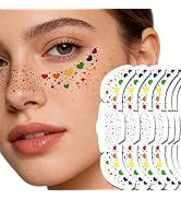 Juneteenth Freckle Face Tattoo Rainbow Heart Face Temporary Tattoos - Colorful Pride Face Sticker...