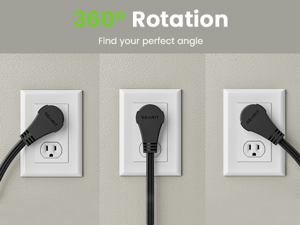 360 degree flat extension cord outlets