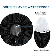 4 PCS Shower Caps for Women, Double Layers Waterproof Bath Caps, Elastic and Reusable Shower Cap