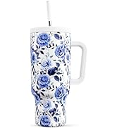 Meoky 40 oz Tumbler with Handle and Straw: Stainless Steel Insulated Tumbler with Lid and Straw -...