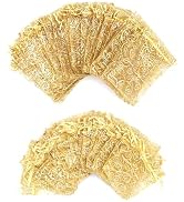 Staruby Organza Gift Bags Gold Sheer Organza Bag 50Pcs 4x6 Inch and 50Pcs 5x7 Inch Mesh Favor Bag...