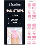 MelodySusie Semi Cured Gel Nail Strips (Pink Tie Dye)- Works with Nail lamp, Salon-Quality, Long ...