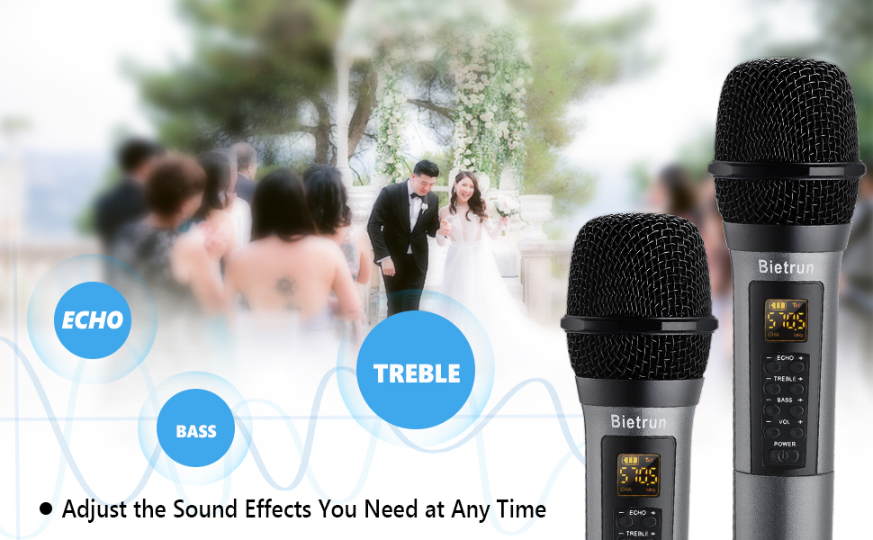 Wireless Karaoke Microphone System, Dual Handheld UHF Karaoke Microphone with Echo