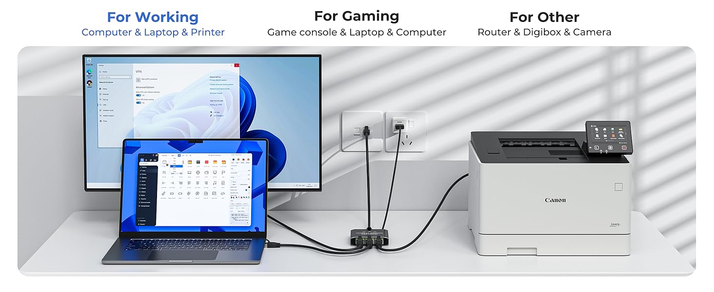 Network splitter is suitable for connecting computers and printers in offices.