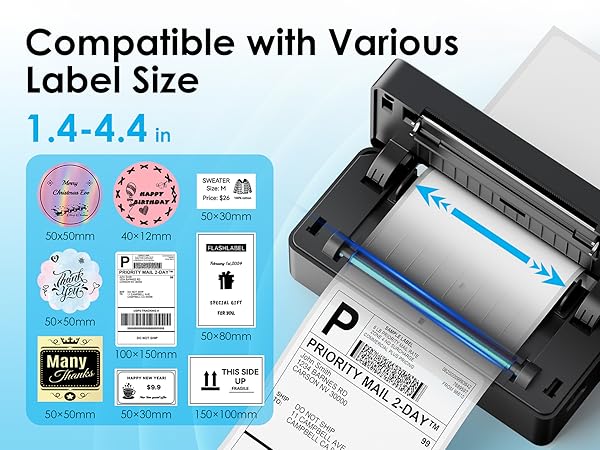 Bluetooth Thermal Shipping Label Printer, 4x6 Wireless Thermal Address Label