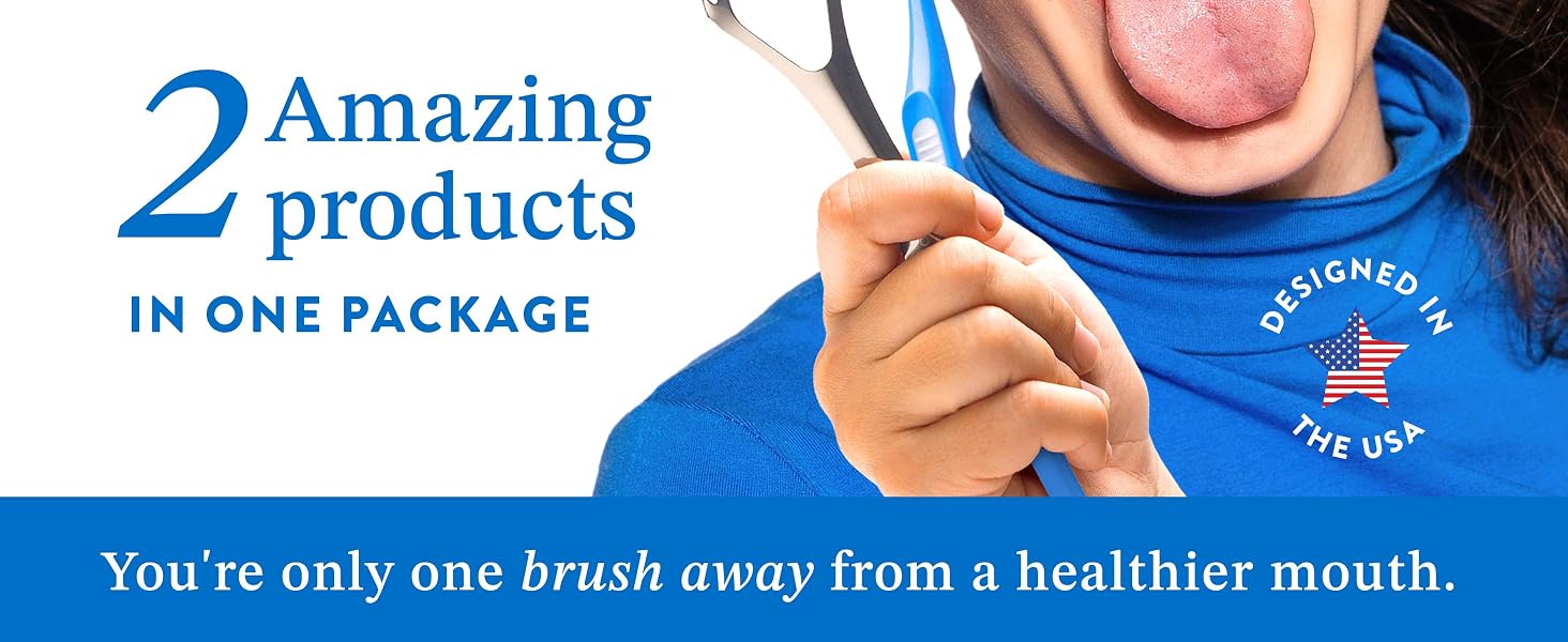 Tongue Brush Tongue Scraper Combo