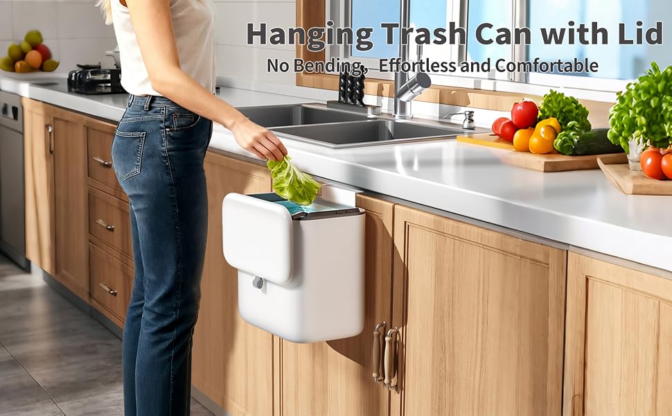 Hanging Trash Can with Lid