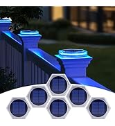 YiLaie Blue Solar Deck Lights for Outside 6 Pack, Dock Lights Solar Powered Waterproof Driveway W...