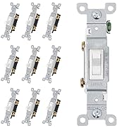 ThunderWay Toggle Light Switch, 3-Way or Single Pole, 15 Amp, 120 Volt, AC Quiet Switch, Electric...